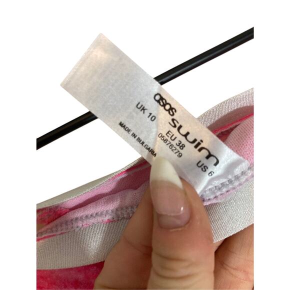 Asos High Waisted Hot Pink Barbie Velvet Cheeky Swim Bottoms - Picture 5 of 5